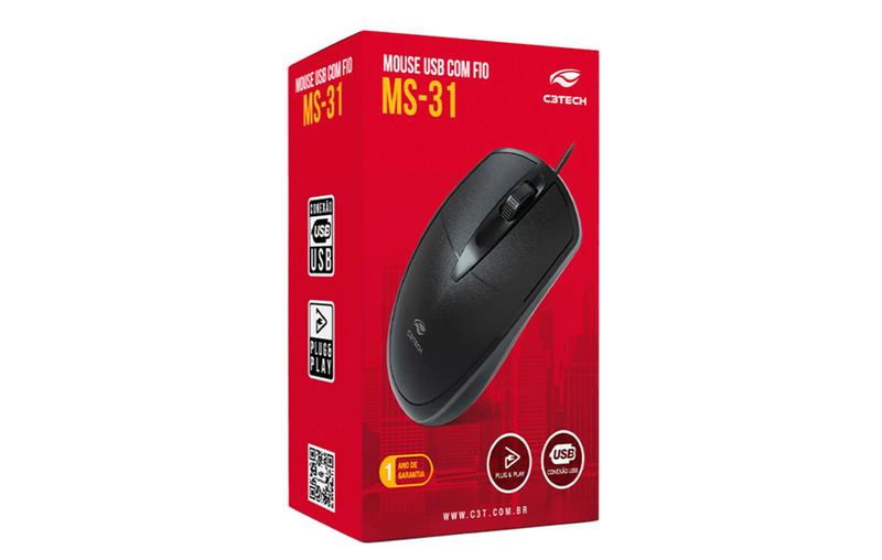 Imagem de Mouse USB para Notebook MS-31 Óptico com fio Ambidestro