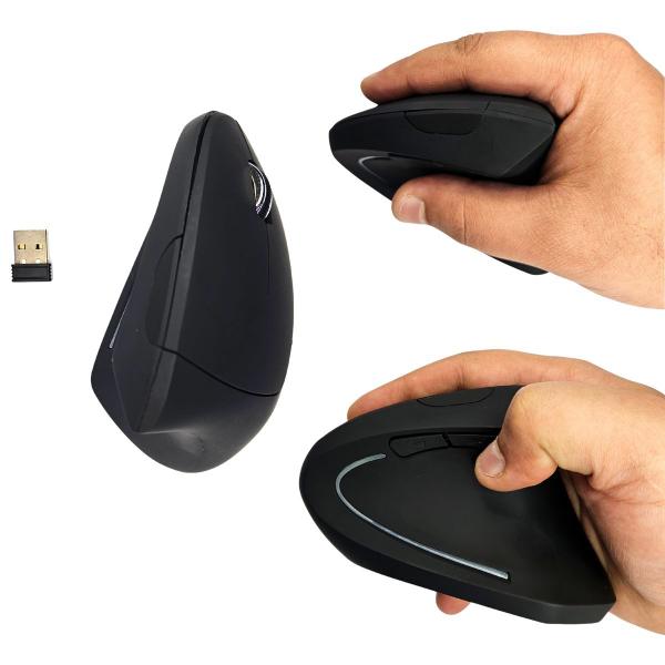 Imagem de Mouse Vertical Ergonômico Sem Fio 6 Botões Evita Fadiga no Braço Confortável Home Office