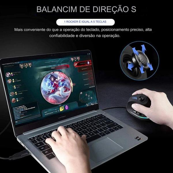 Imagem de Mouse vertical gaming ergonômico rgb e joystick 