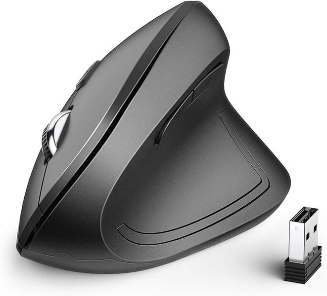 Imagem de Mouse vertical sem fio iClever WM101 Ergonômico Cinza Preto