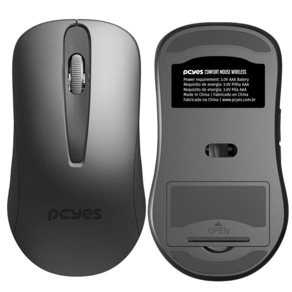 Imagem de Mouse Wireless Pcyes Comfort 2.4ghz Pmoc12w Com Preta Com  1200DPI Alta Performance Sinal Até 10 Metros