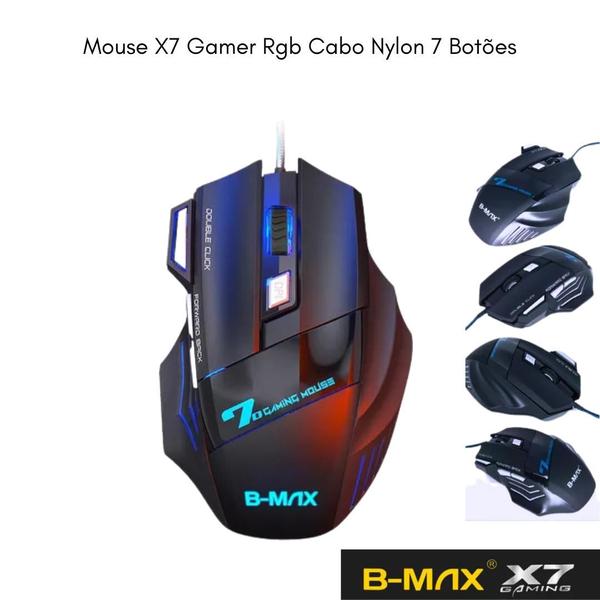 Imagem de Mouse X7 Gamer Rgb Cabo Nylon 7 Botões - Original B-max