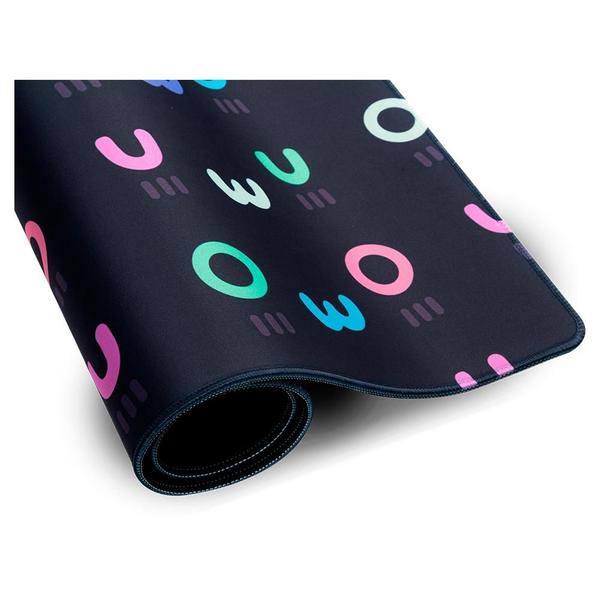 Imagem de Mousepad Dazz Hybrid Daskmat UwU OwO, Extra Grande 900x400mm, Borda Costurada, Preto Estampado