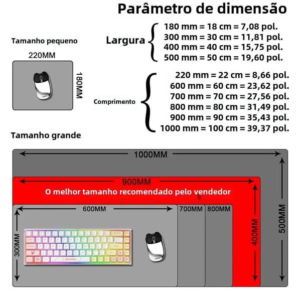 Imagem de Mousepad Gamer Grande 90x40cm - Preto e Branco - Com Borda