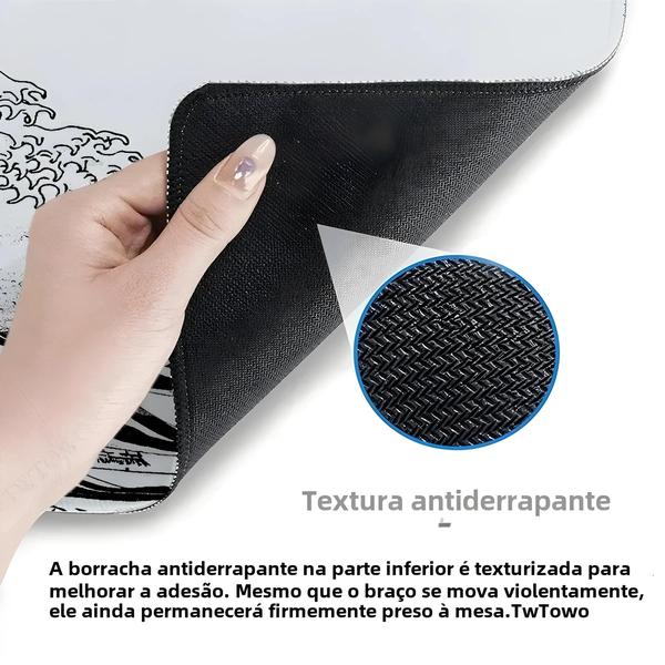 Imagem de Mousepad Gamer Grande com Impressão HD - Antiderrapante - Preto e Branco