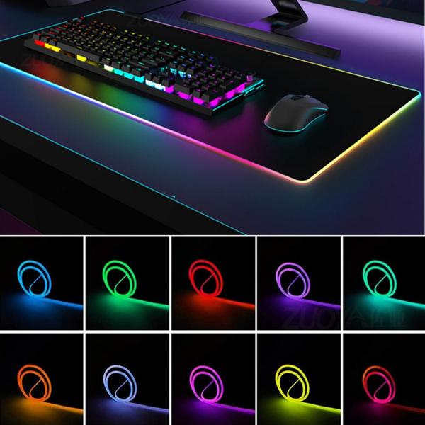 Imagem de Mousepad Gamer LED RGB 7 Cores Para Jogos Gemer Grande 80 X 30cm Tipo Tapete RED1