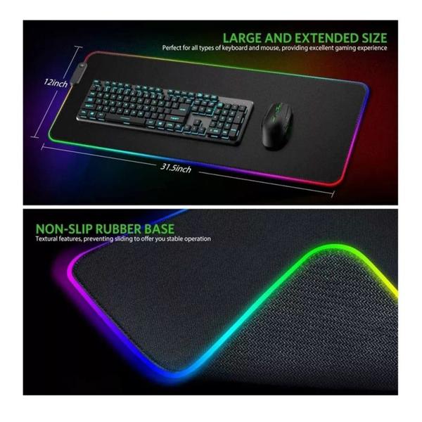 Imagem de Mousepad Gamer LED RGB USB 80x30cm