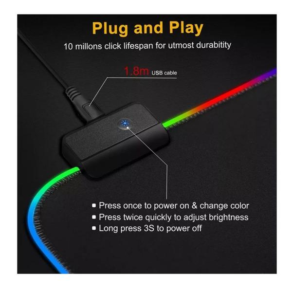 Imagem de Mousepad Gamer LED RGB USB 80x30cm