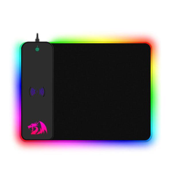 Imagem de Mousepad Gamer Redragon Crater QI Wireless Médio 400x300x9mm RGB Preto P028