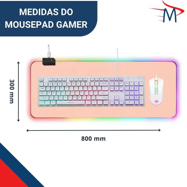 Imagem de Mousepad Gamer Rosa Grande Antiderrapante Impermeável RGB  