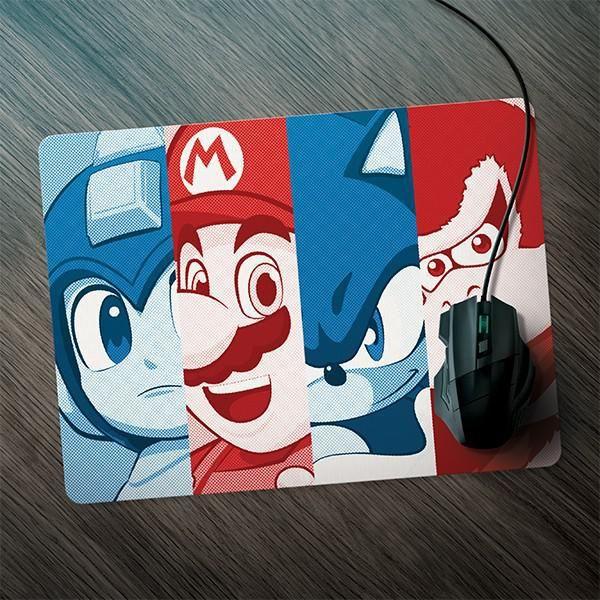 Imagem de Mousepad Gamer Video Jogos Retrô Mario Sonic