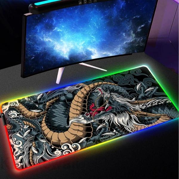 Mousepd Grande Speed Led Rgb 11 Cores 80X30Cm - Dragão ul - Exbom Imagem de Mousepd Grande Speed Led Rgb 11 Cores 80X30Cm - Dragão ul
