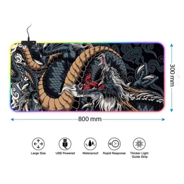 Mousepd Grande Speed Led Rgb 11 Cores 80X30Cm - Dragão ul - Exbom Imagem de Mousepd Grande Speed Led Rgb 11 Cores 80X30Cm - Dragão ul