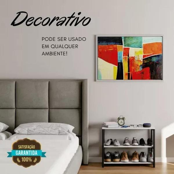 Móvel Organizador de Sapatos com Suporte para Celular em Estilo Industrial e Prateleiras Brancas - Ruffino Designer Imagem de Móvel Organizador de Sapatos com Suporte para Celular em Estilo Industrial e Prateleiras Brancas