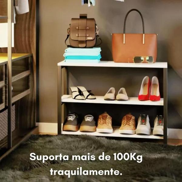 Imagem de Móvel Organizador de Sapatos em MDF Branco com Espaço para Celular