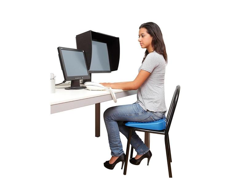 Imagem de Movin Sit Gymnic 36 x 36cm Azul Assento Inflável Almofada Postural Ergonomia Conforto Coluna