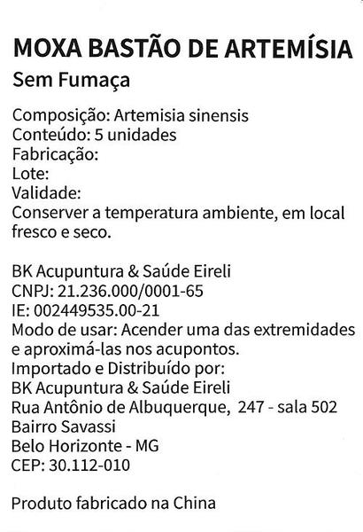 Imagem de Moxa Bastão Carvão de Artemísia sem Cheiro e Fumaça c/5 - BK