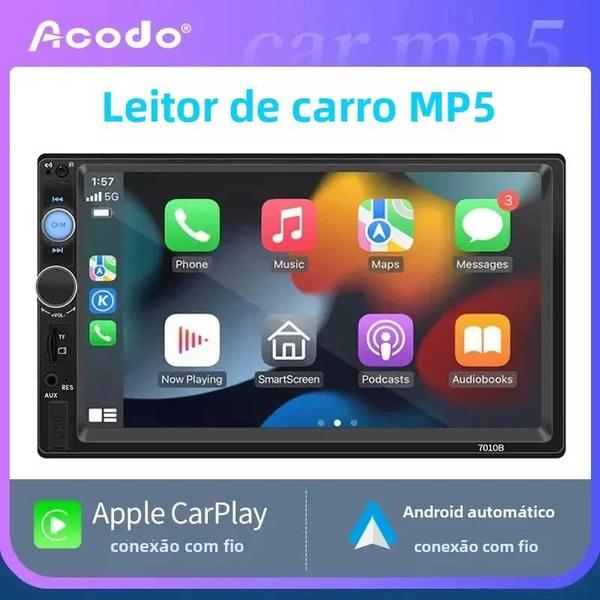 Imagem de MP5 Player 7 Polegadas Android Auto CarPlay - Bluetooth, USB, TF e FM - Para Toyota, Honda e Outros