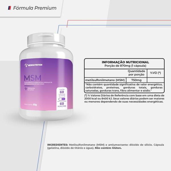 Imagem de MSM Metilsulfonilmetano 750mg - 60 Cápsulas NewNutrition