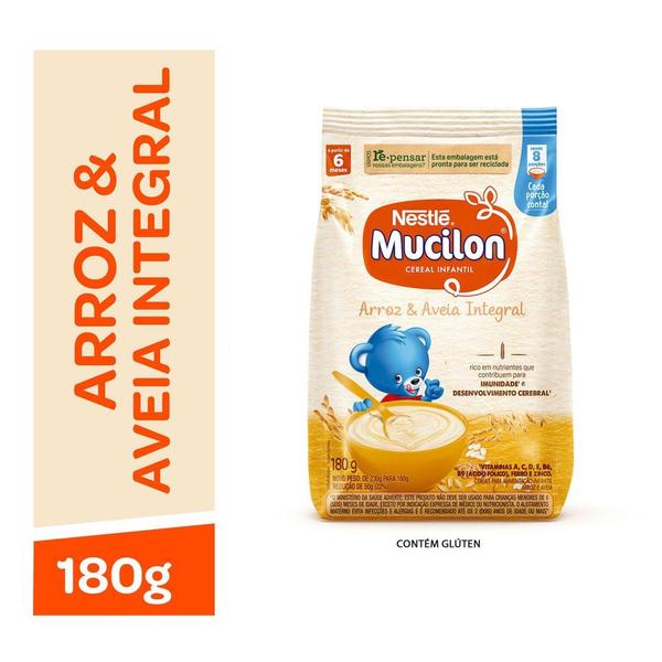 Mucilon Arroz e Aveia Integral Cereal Infantil Sachê 180g Imagem de Mucilon Arroz e Aveia Integral Cereal Infantil Sachê 180g