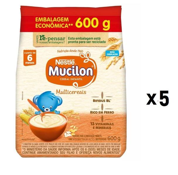 Imagem de Mucilon Cereal Infantil Arroz E Aveia 600G Multicereais- 5un