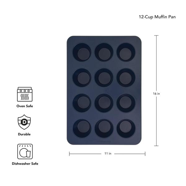 Imagem de Muffin Pan KitchenAid de 12 xícaras de tinta antiaderente de aço aluminizado B