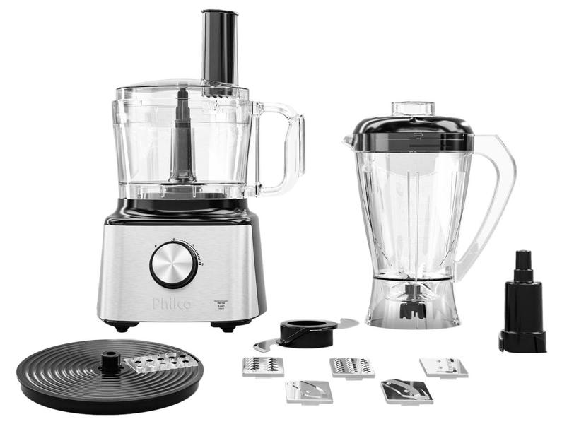 Multi Processador de Alimentos Philco 1000W Preto e Prata PMP10A 5 em 1 103301060 Multi Processador de Alimentos Philco 1000W Preto e Prata PMP10A 5 em 1 103301060