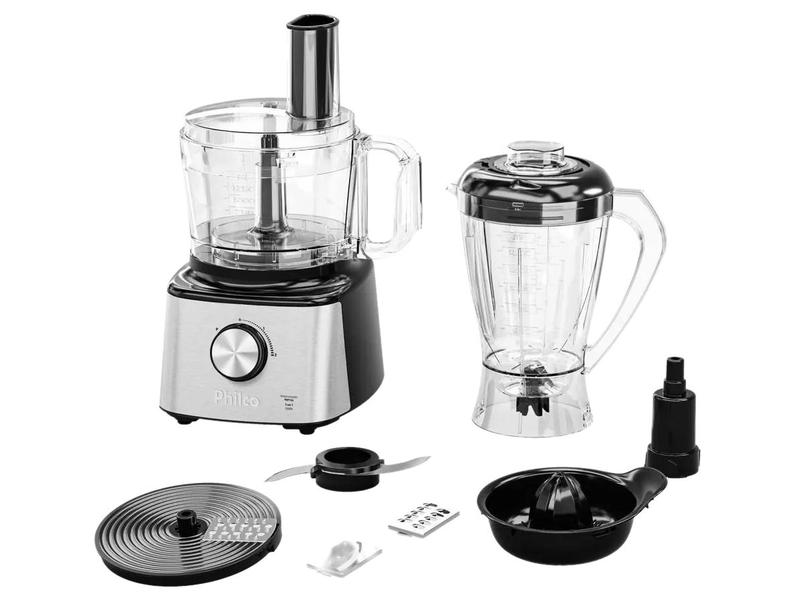 Multi Processador de Alimentos Philco 1000W Preto e Prata PMP10A 5 em 1 103301060 Multi Processador de Alimentos Philco 1000W Preto e Prata PMP10A 5 em 1 103301060
