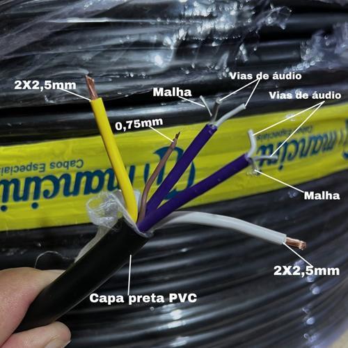 Imagem de Multicabo 5 Vias Som Profissional 2x24 Awg 25m Alimentacao