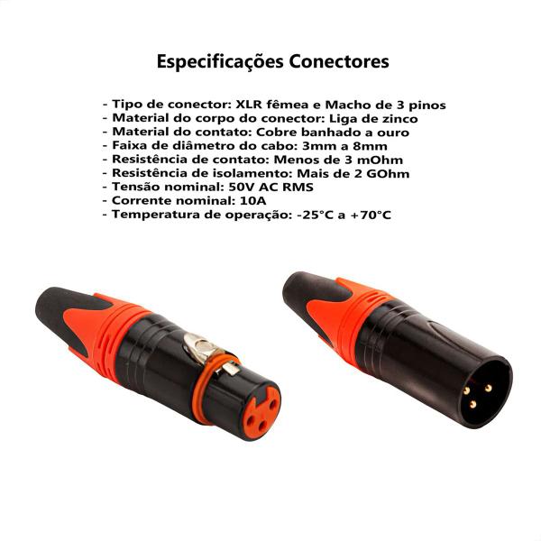 Imagem de Multicabos Com Conectores XLR 4 Vias - Profissional 13 Metros