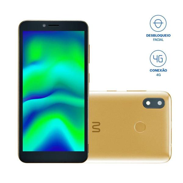 Imagem de Multilaser F Pro 2 4G 32GB Wi-Fi 5.5 pol. Dual Chip 1GB RAM Android 11 Quad Core Dourado - P9153