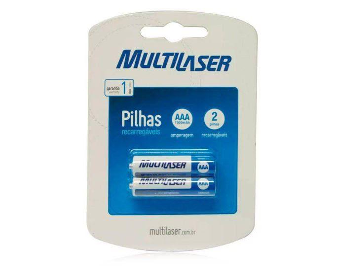 Imagem de Multilaser Pilha Recarregavel Palito Aaa 1000Mah, CB051, Multicores, 2 unidades