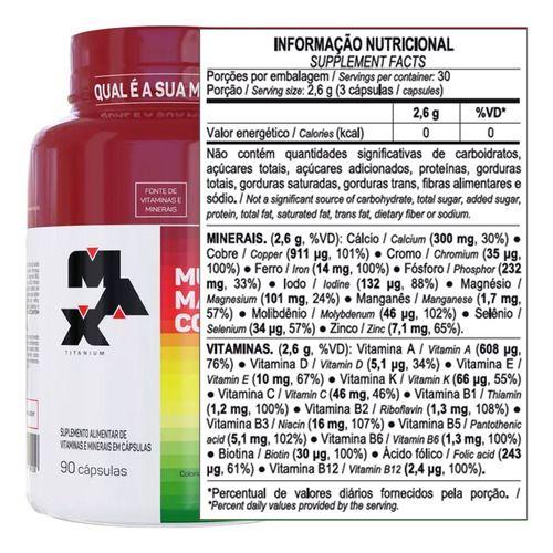 Imagem de Multimax Complex Multivitaminico Max Titanium com 90 cápsulas