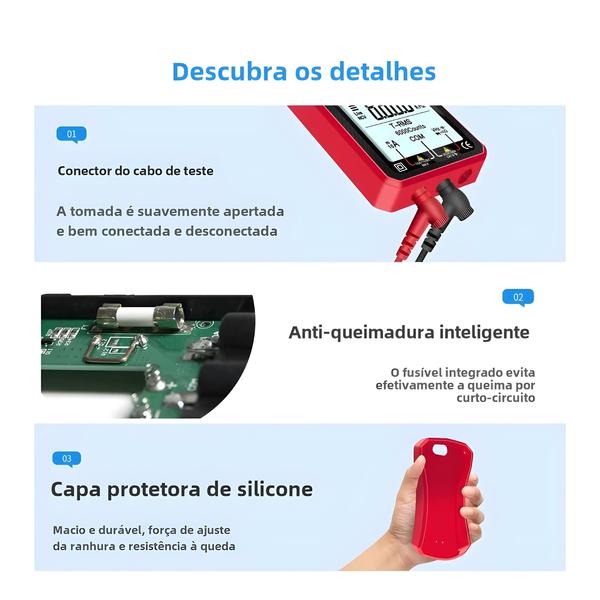 Imagem de Multímetro Digital Aneng 620A - 6000 Contagens, True RMS, Teste de Transistor e Capacitância