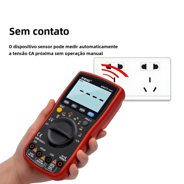 Imagem de Multímetro Digital Aneng AN870 - Alta Precisão, 19999 Contagens, True RMS, Testador de Transistor