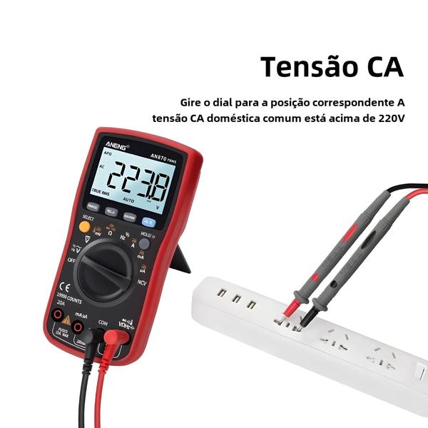 Imagem de Multímetro Digital Aneng AN870 - Alta Precisão, 19999 Contagens, True RMS, Testador de Transistor