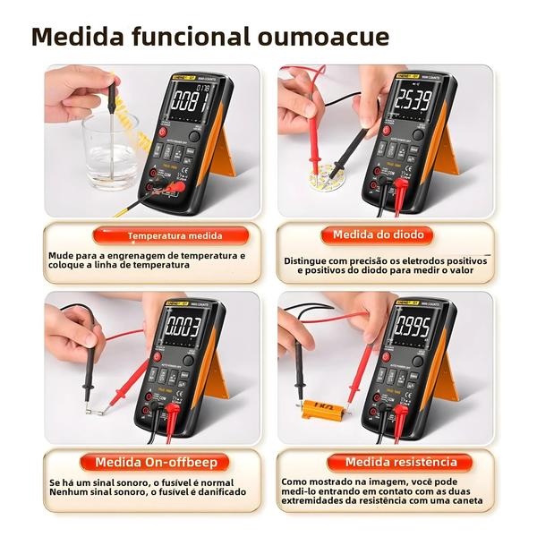 Imagem de Multímetro Digital Aneng Q1 Profissional - 9999 Contagens, True RMS, Testador Analógico LCR