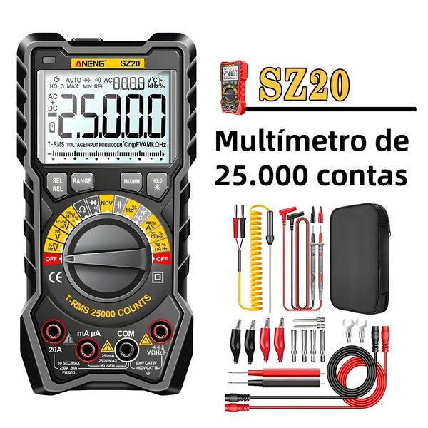 Imagem de Multímetro Digital Aneng SZ20 - Alta Precisão, 25000 Contagens