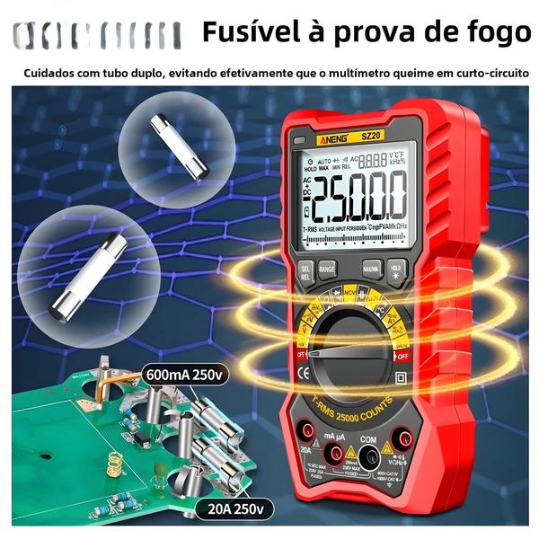 Imagem de Multímetro Digital Aneng SZ20 - Alta Precisão, 25000 Contagens