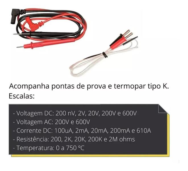 Imagem de Multímetro Digital Com Sensor De Temperatura Eda