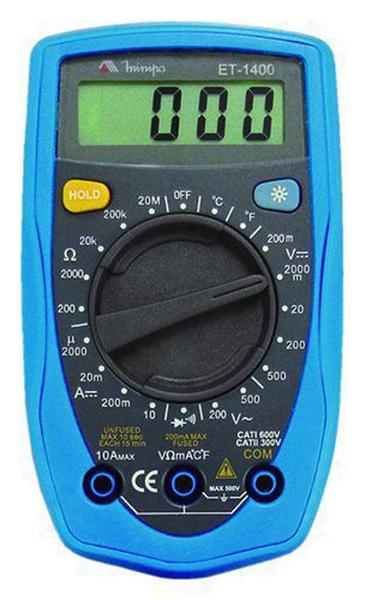 Imagem de Multímetro Digital Et1400 Minipa 20 Ohms Temp Data Hold