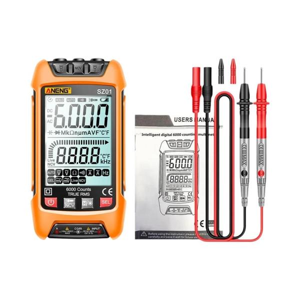 Imagem de Multímetro Digital Inteligente 6000 Contagens True RMS - Testador de Resistência e Temperatura