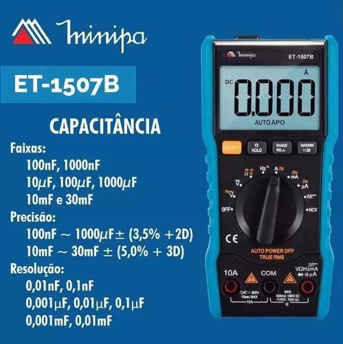 Imagem de Multímetro Digital Minipa Et-1507b True Rms Auto Range Cat 3