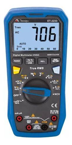 Imagem de Multímetro Digital Minipa Et-2233 Função Loz 1000v 20a Usb