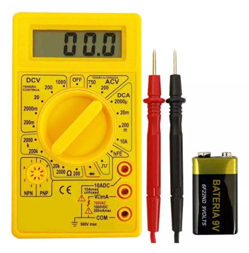 Imagem de Multímetro Digital Profissional Portátil  Multi Com Cabo E Bateria