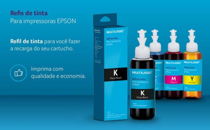 Imagem de Multipack Refil De Tinta Para Impressoras Epson - Multilaser - 4 cores