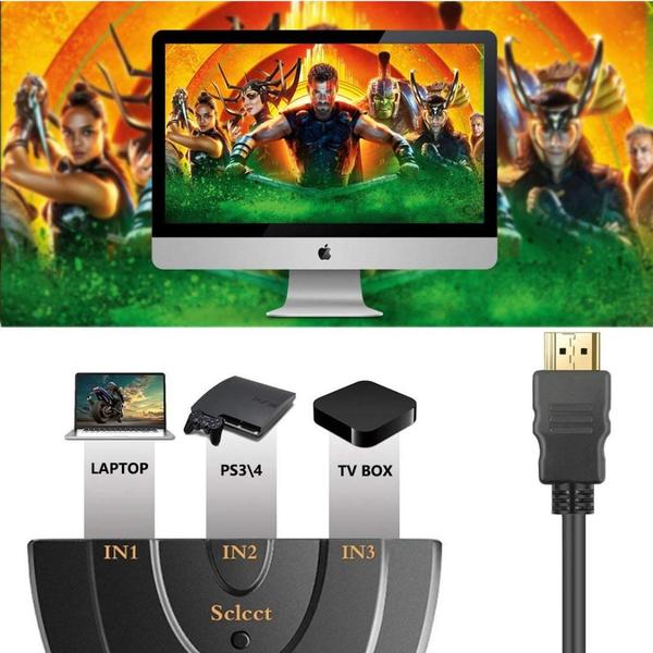 Imagem de Multiplicador Splitter Hub Hdmi 3x1 Chave Seletora Chaveador