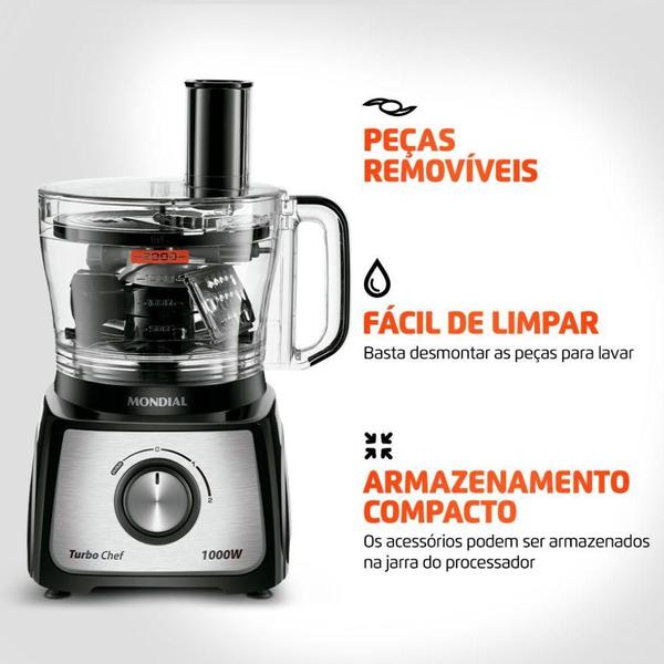 Imagem de Multiprocessador 5 em 1 Mondial MPN-01-B 2 Vel. 1000W Preto