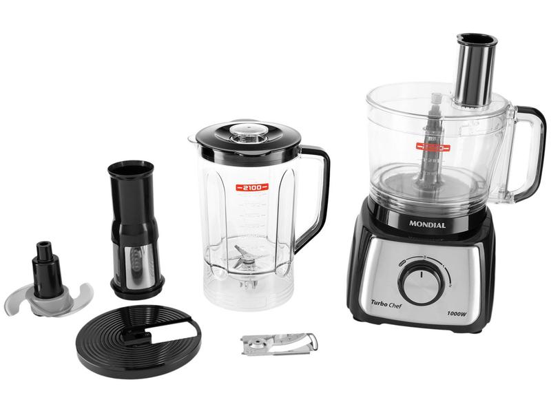 Multiprocessador de Alimentos Mondial Preto - Turbo Chef MPN-01-B 5 Funções 1000W Multiprocessador de Alimentos Mondial Preto - Turbo Chef MPN-01-B 5 Funções 1000W