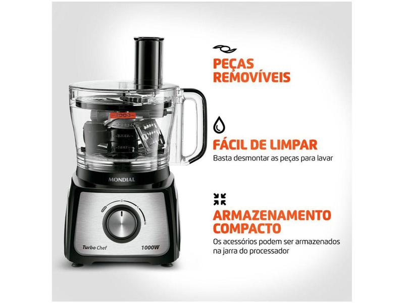 Imagem de Multiprocessador de Alimentos Mondial Preto - Turbo Chef MPN-01-BE 7 Funções 1000W